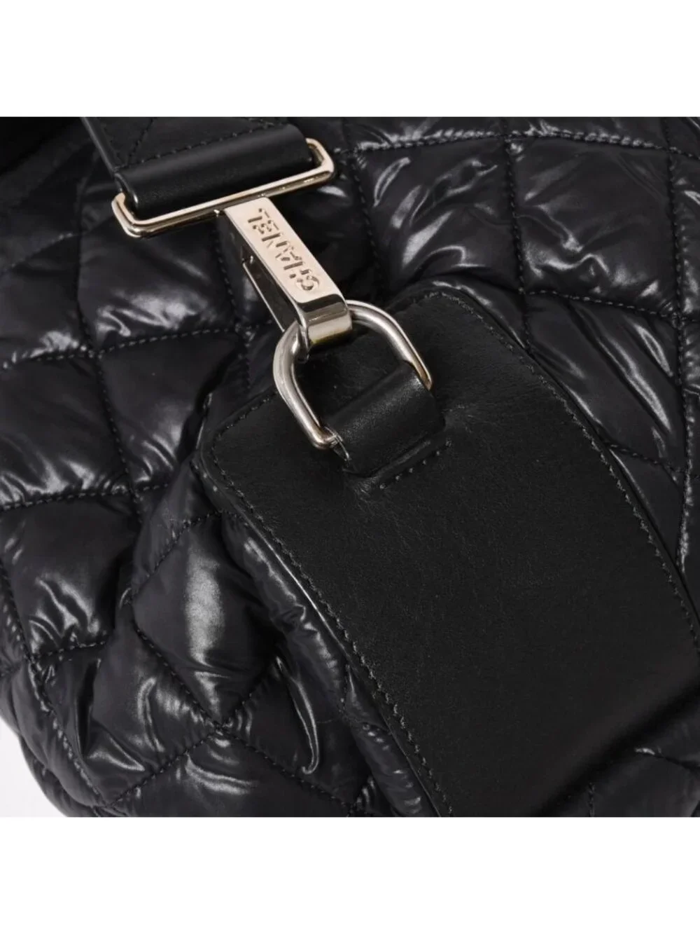 Chanel Coco Cocoon Backpack Leather Black Silver